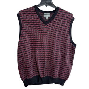 Lyle & Scott Scotland V-neck Sweater Vest Mens X-Large Geometric Gray Black Red